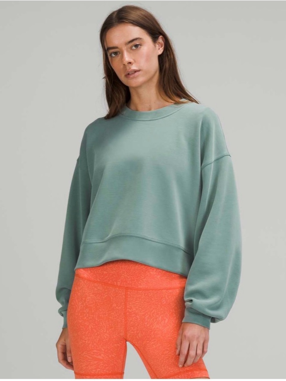 Lululemon Perfectly Oversized Cropped Crew Softstreme - Color Tidewater Teal